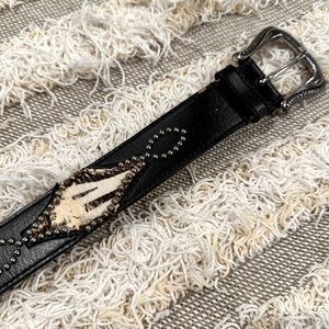 Black Leather belt with zebra print